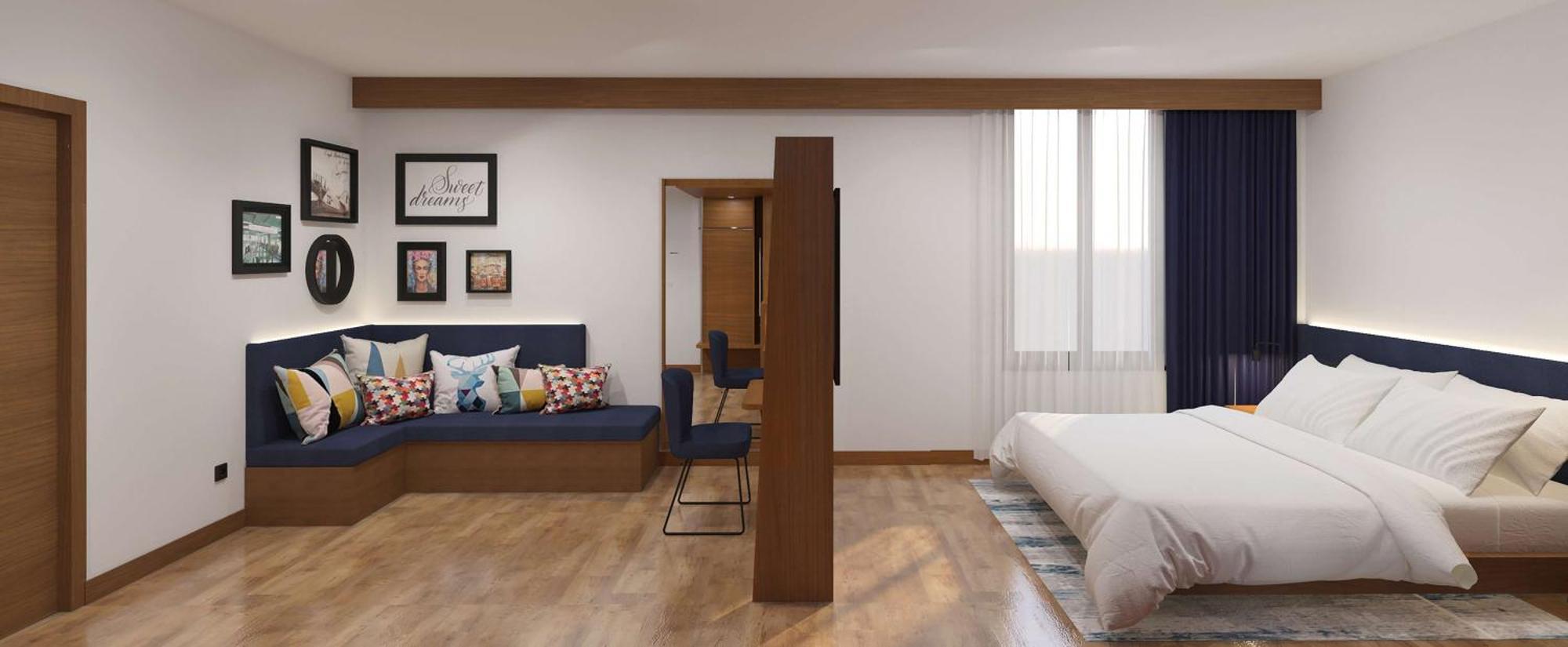 Zimmer mit Kingsize-Bett und Schlafsofa